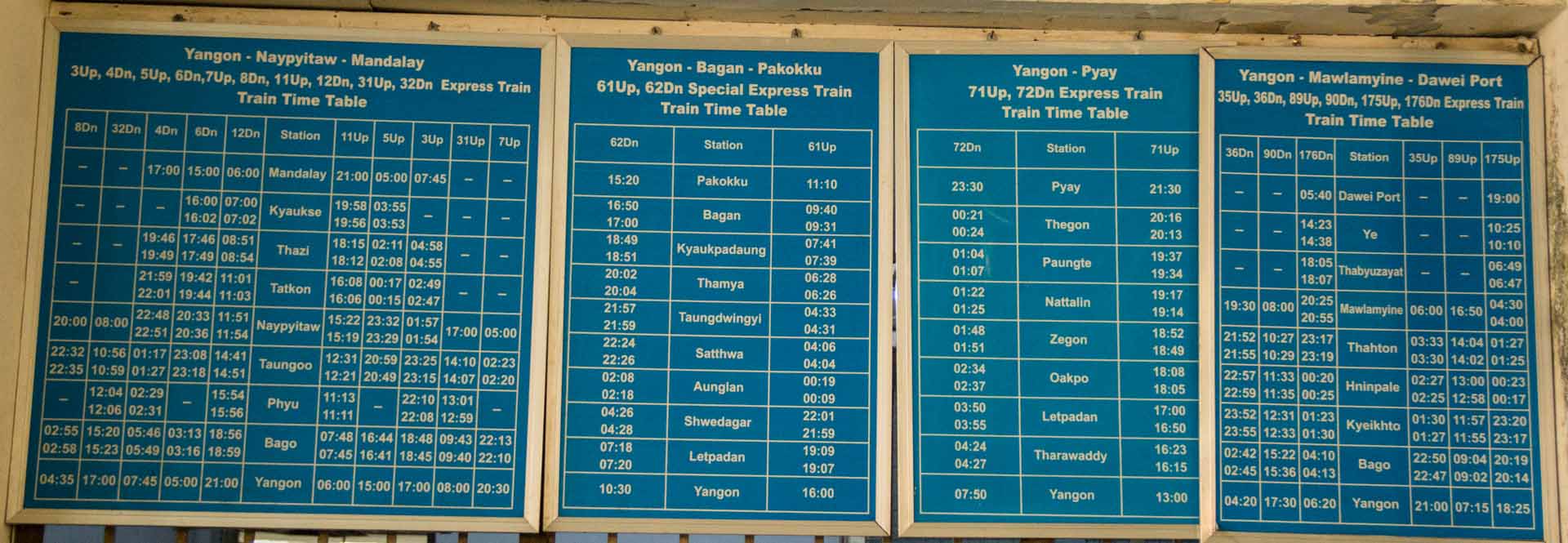 Zug Fahrplan Yangon